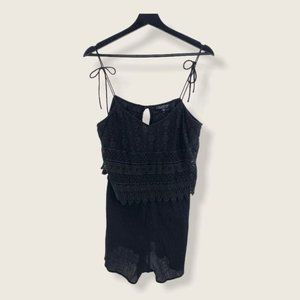 Topshop Spaghetti Strap Black Crochet Gauze Romper Medium